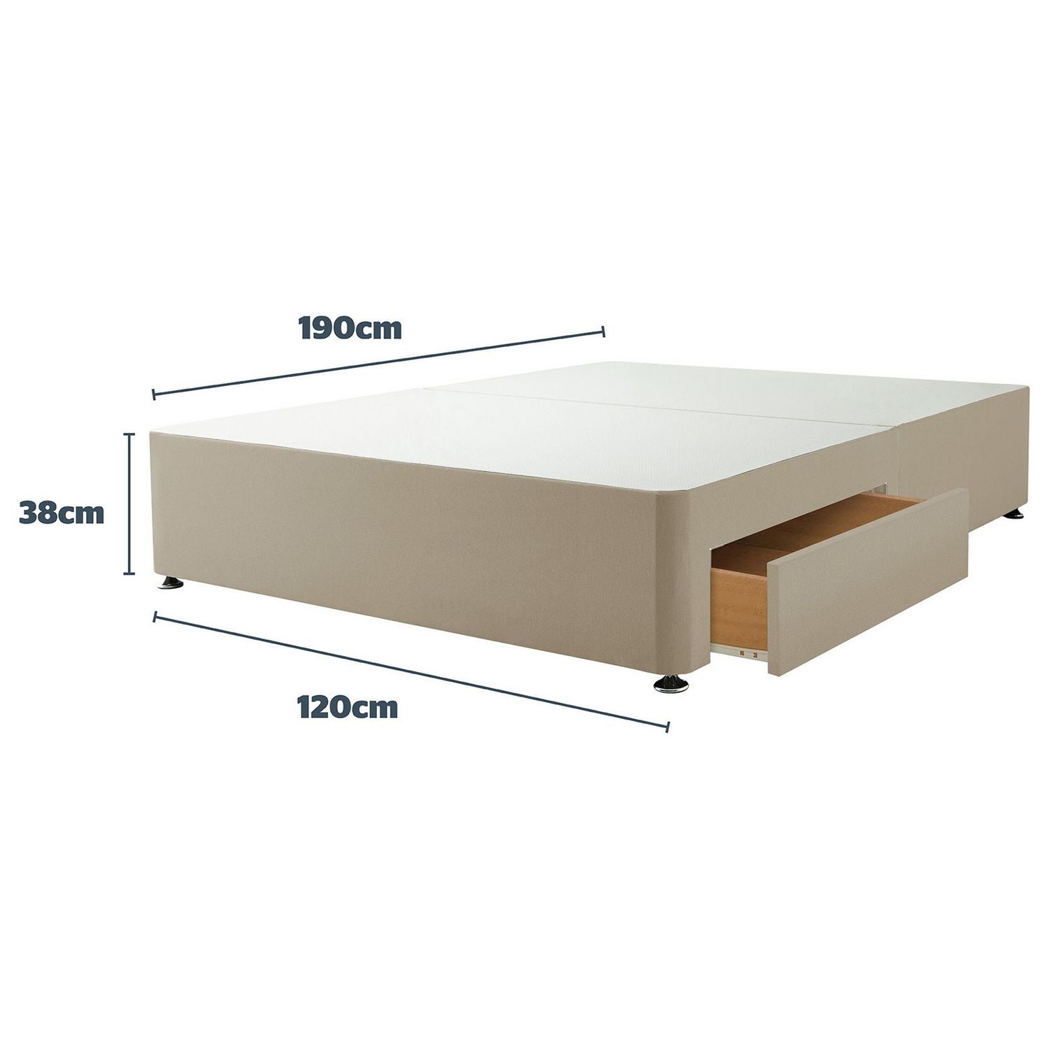 Silentnight Small Double divan bed base in sandstone (British brand)