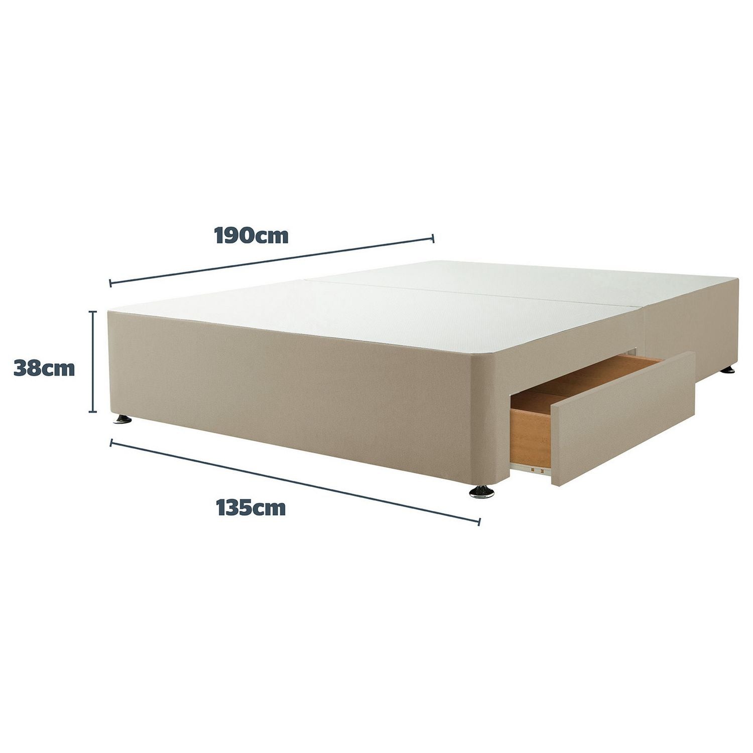 Silentnight Double Divan Bed Base Sandstone (British brand)