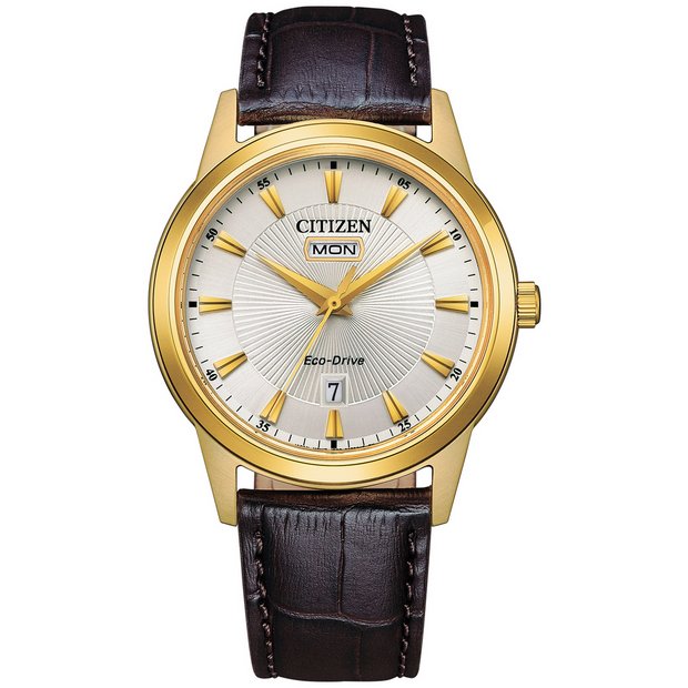 Citizen Eco Drive watch brown leather strap, imported from the UK