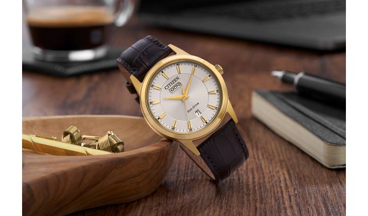 Citizen Eco Drive watch brown leather strap, imported from the UK