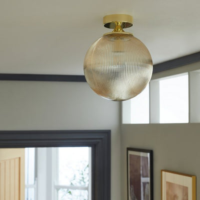 Habitat Ribbet Glass Globe Flush Taklampe i Champagne