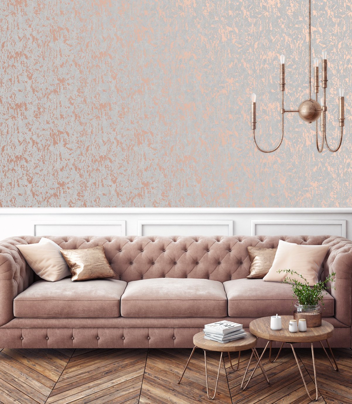 Superfresco Milan Rose Gold Textured Wallpaper 52cm x 10m roll (British brand)