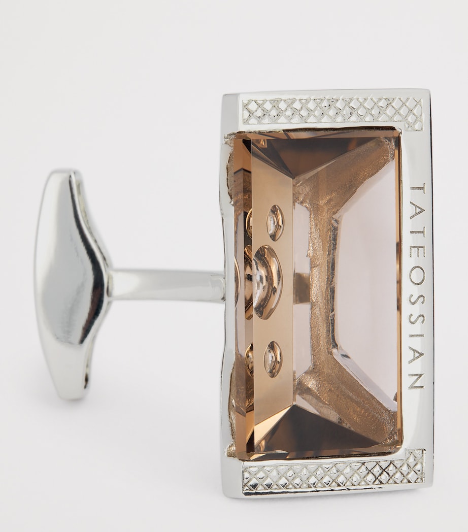 Tateossian sterling silver and smoky quartz cufflinks - British product