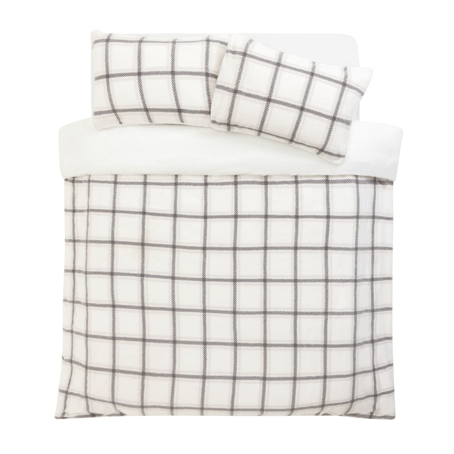 Argos Home checked grid fleece cream bedding set single - British product