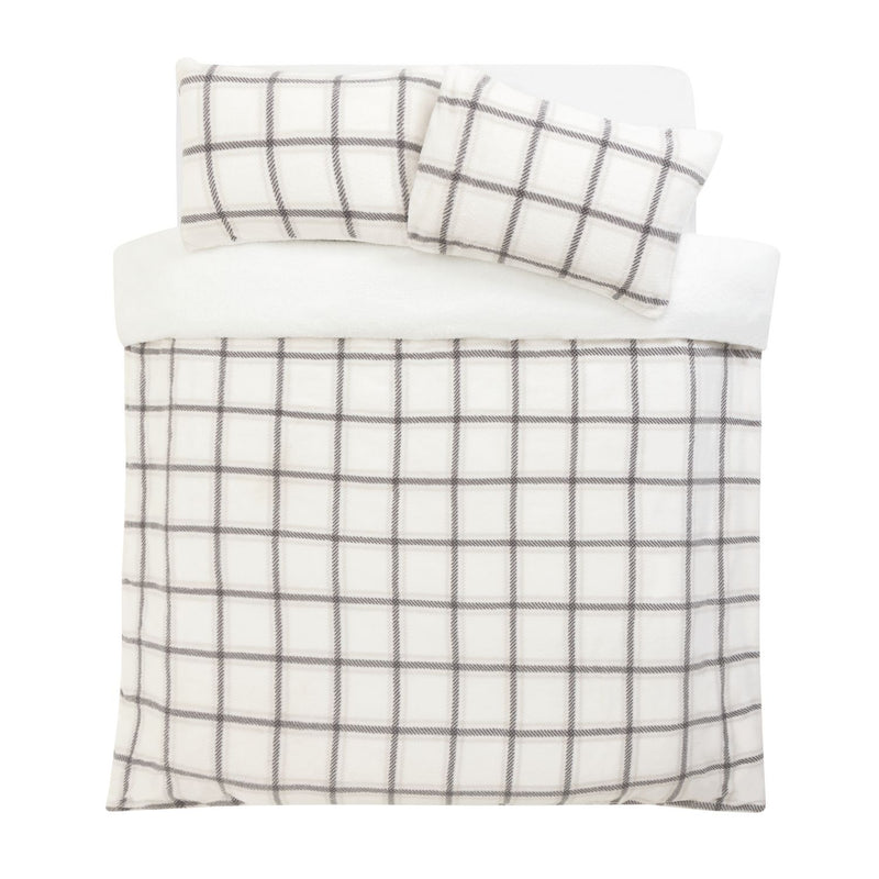 Argos Home checked grid fleece cream bedding set single - British product