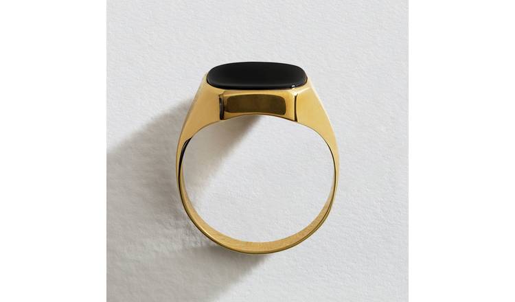 Revere 9ct yellow gold onyx signet ring, UK version