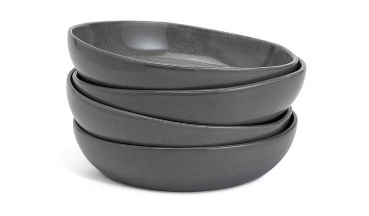 Habitat 4 Piece Stoneware Pasta Bowls - Grey Reactive GOODS Argos