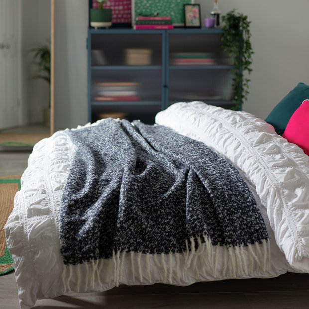 Habitat faux mohair throw navy 125x150cm, UK version