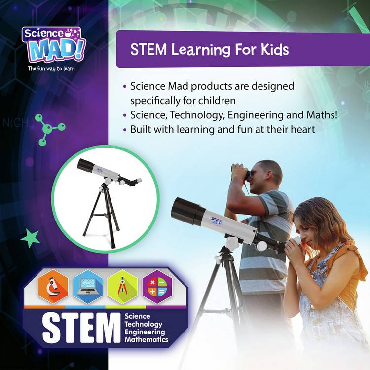 Science Mad 50mm telescope with tripod - British product