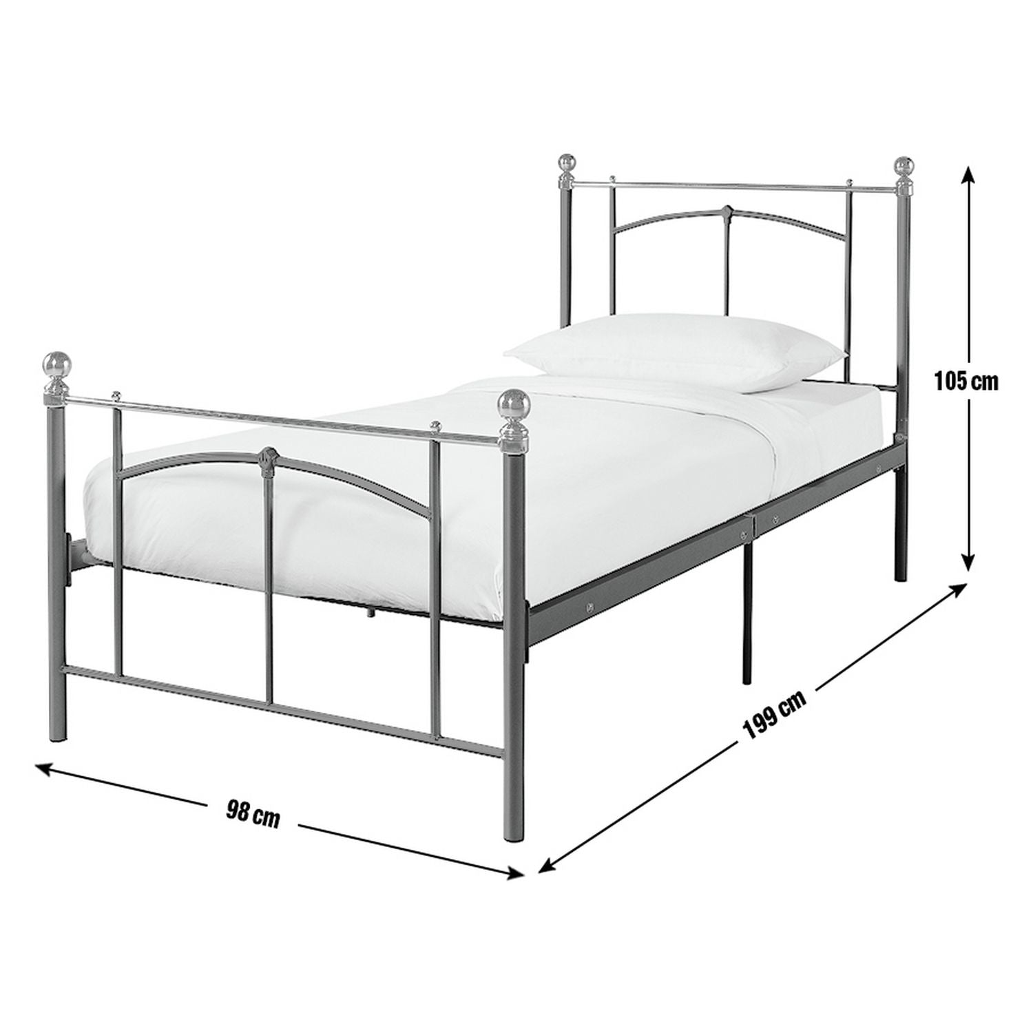 Argos Home single metal bed frame in white - British product