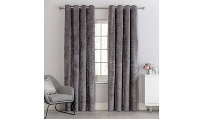 Argos Argos Home Velvet Eyelet Curtains Charcoal Curtains 168x229cm- Buy online at McGrocer