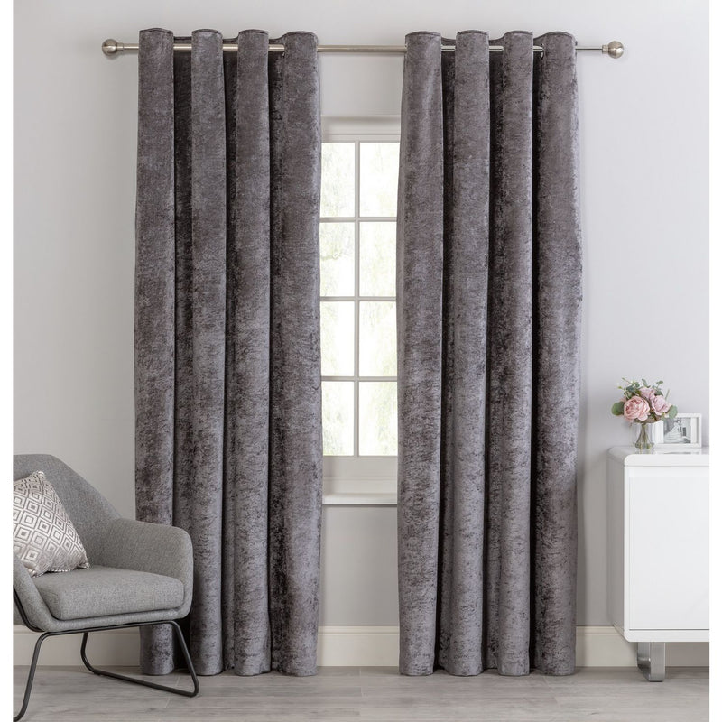 Argos Home black velvet eyelet curtains 117x183cm - British product