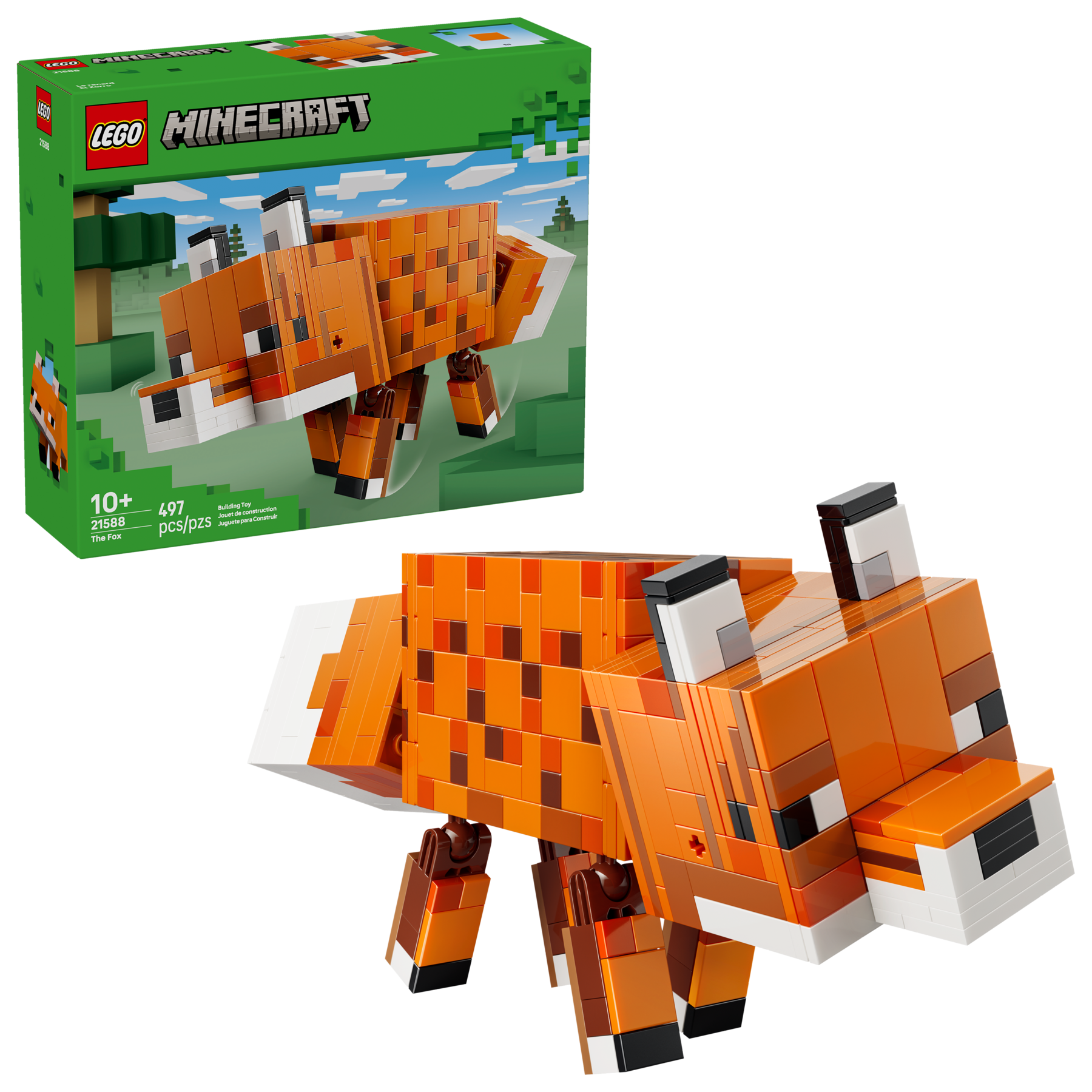 LEGO Minecraft fox building set, 497 pieces, imported from the UK
