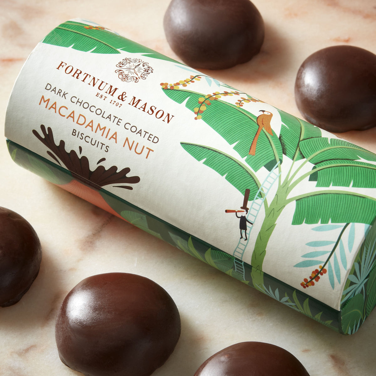 Fortnum's dark chocolate macadamia nut biscuits 180g, imported from the UK
