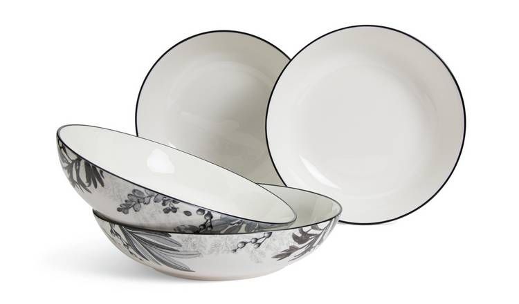 Habitat Monochrome 4 Piece Fine China Pasta Bowl - Grey GOODS Argos