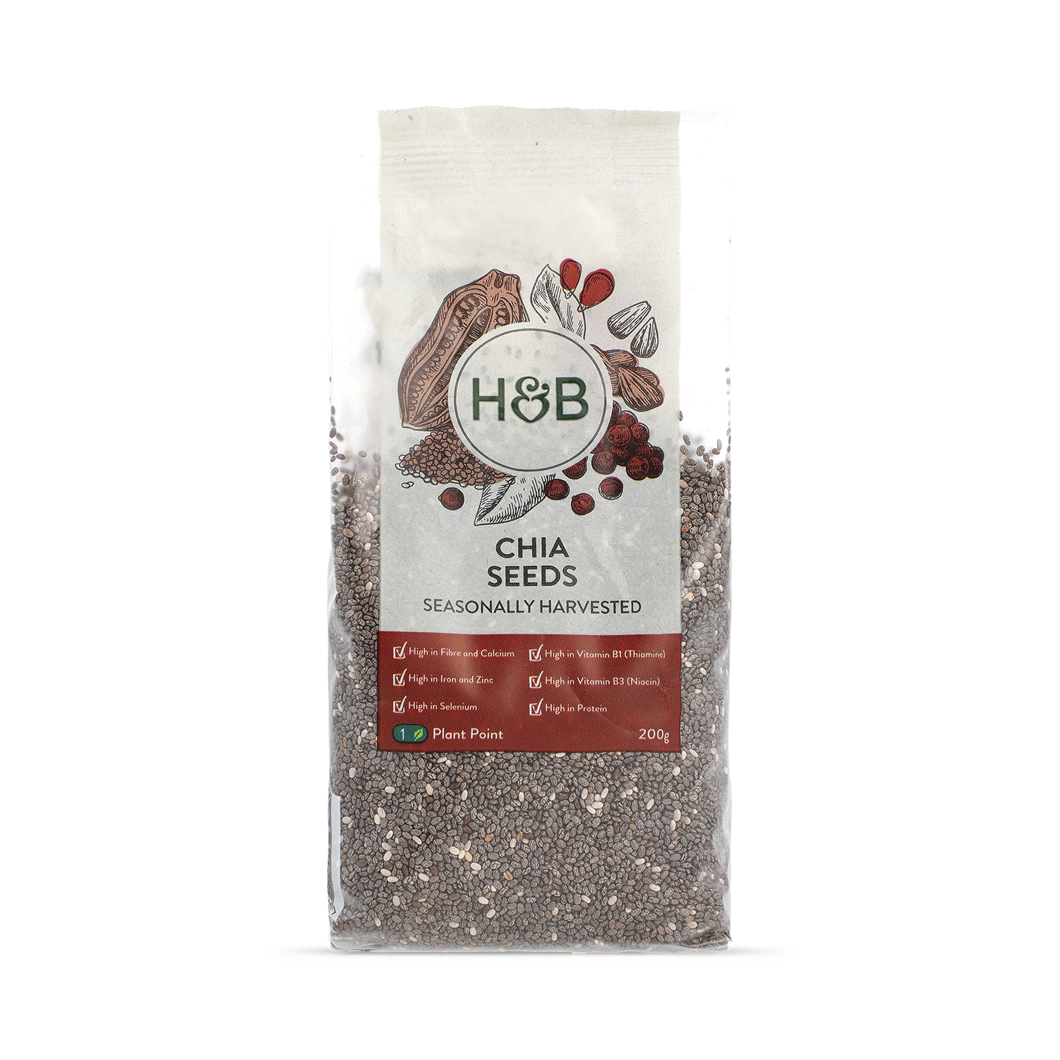 Holland & Barrett Chia Seeds 200g soft plastic pack, UK version