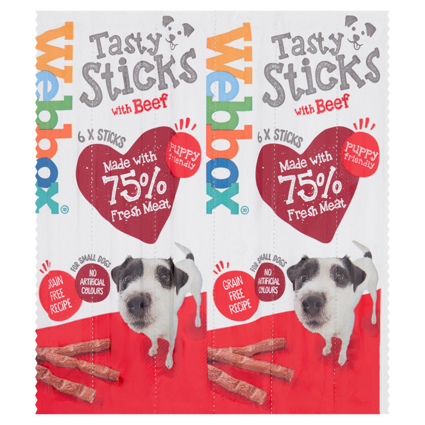 Webbox Dogs Delight with Beef Tasty Sticks Dog Treats 6 Pack