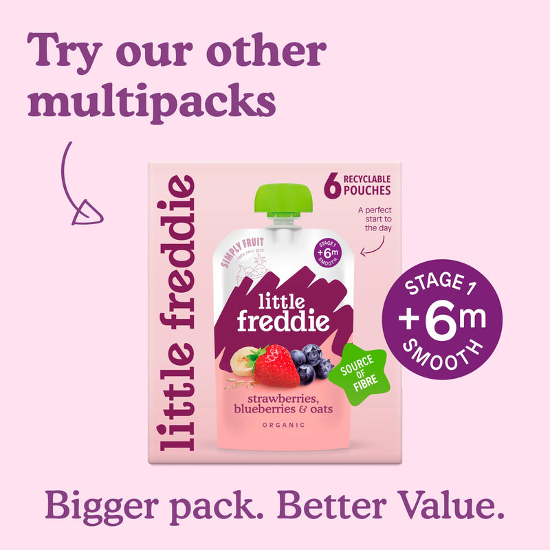 Little Freddie organic blueberry banana yoghurt baby food pouch 6 pack, UK version