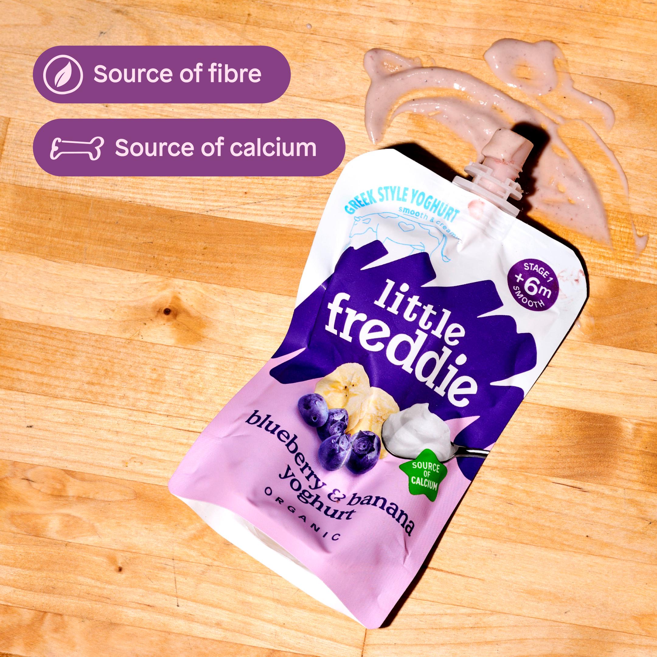 Little Freddie baby food pouch blueberry banana Greek style yogurt 100g - British product