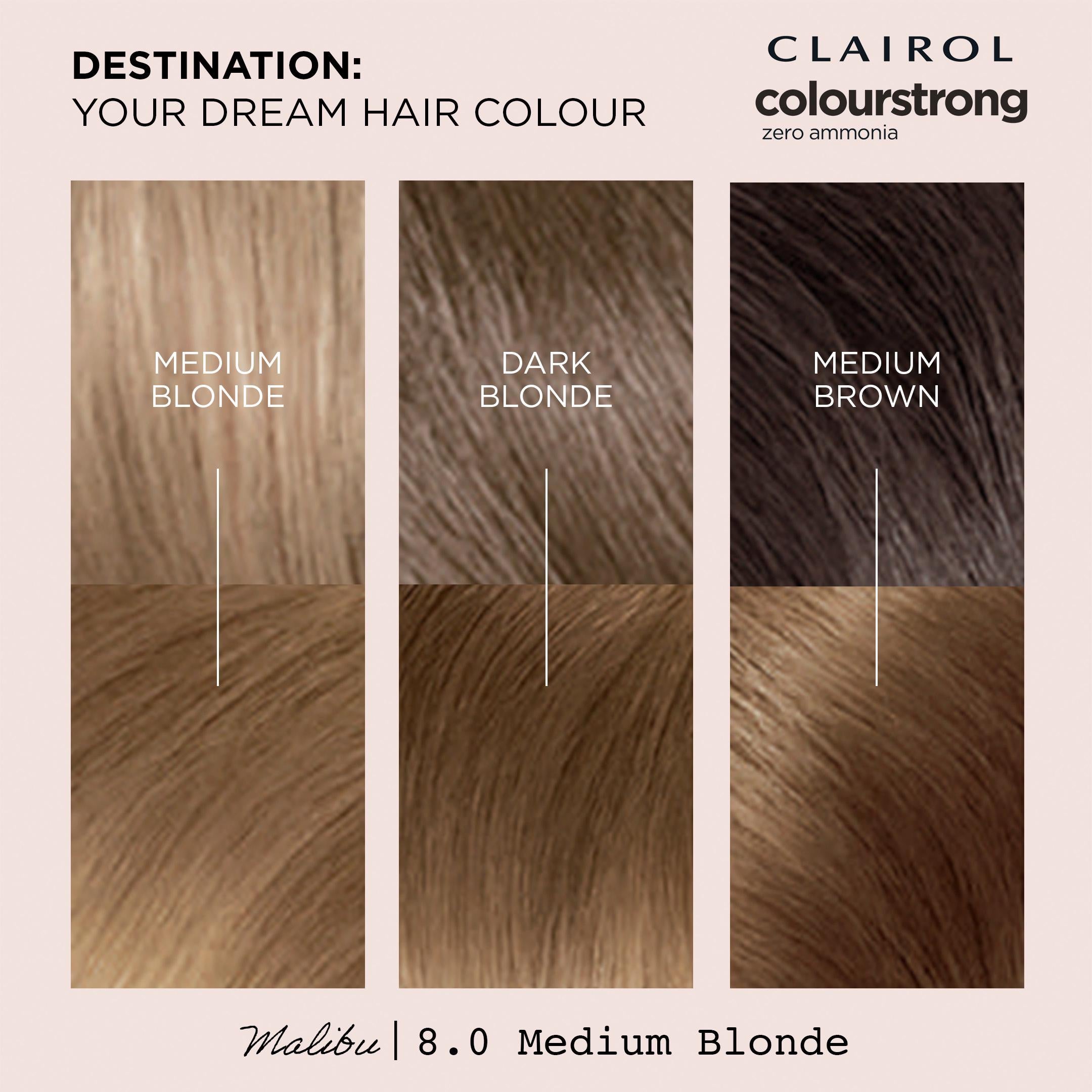 Clairol Colour Strong Medium Blonde 8.0 permanent hair dye - British product