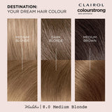 Clairol Colour Strong Medium Blonde 8.0 permanent hair dye - British product
