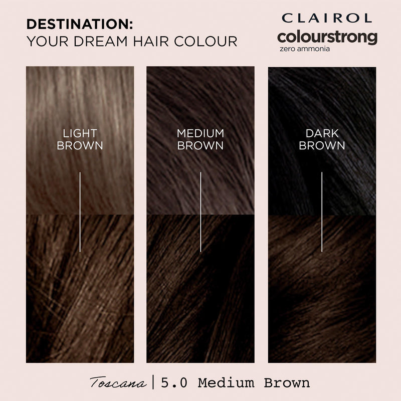 Clairol Colour Strong permanent hair dye Medium Brown 5.0 (British brand)