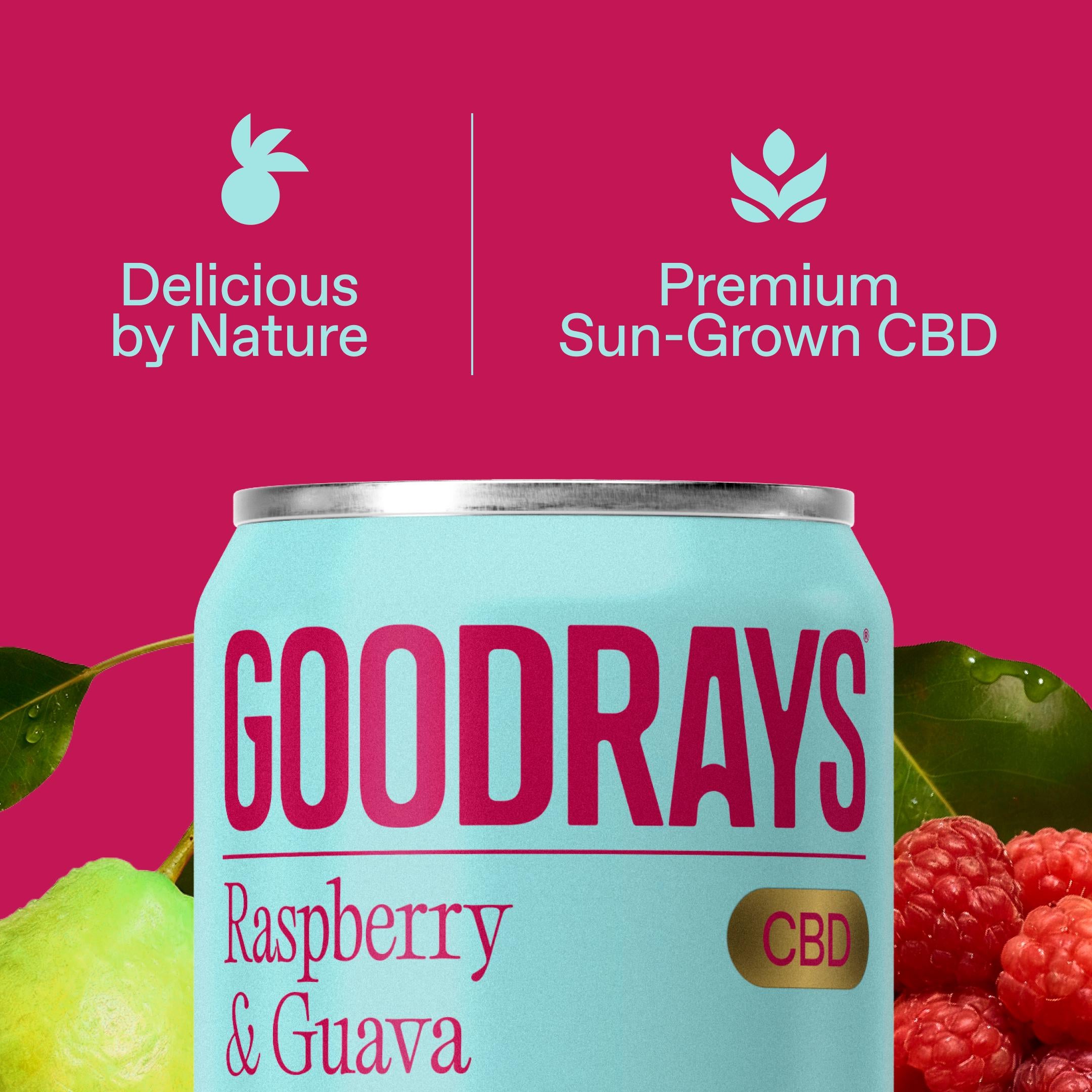 Goodrays CBD drink Raspberry and Guava 330ml can (British brand)