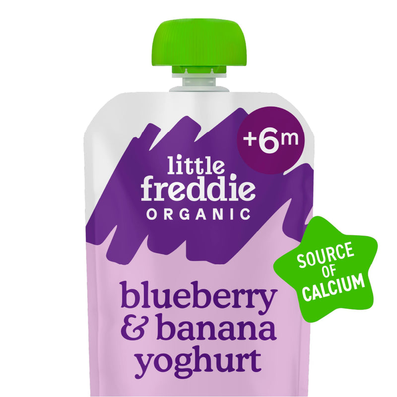 Little Freddie baby food pouch blueberry banana Greek style yogurt 100g - British product