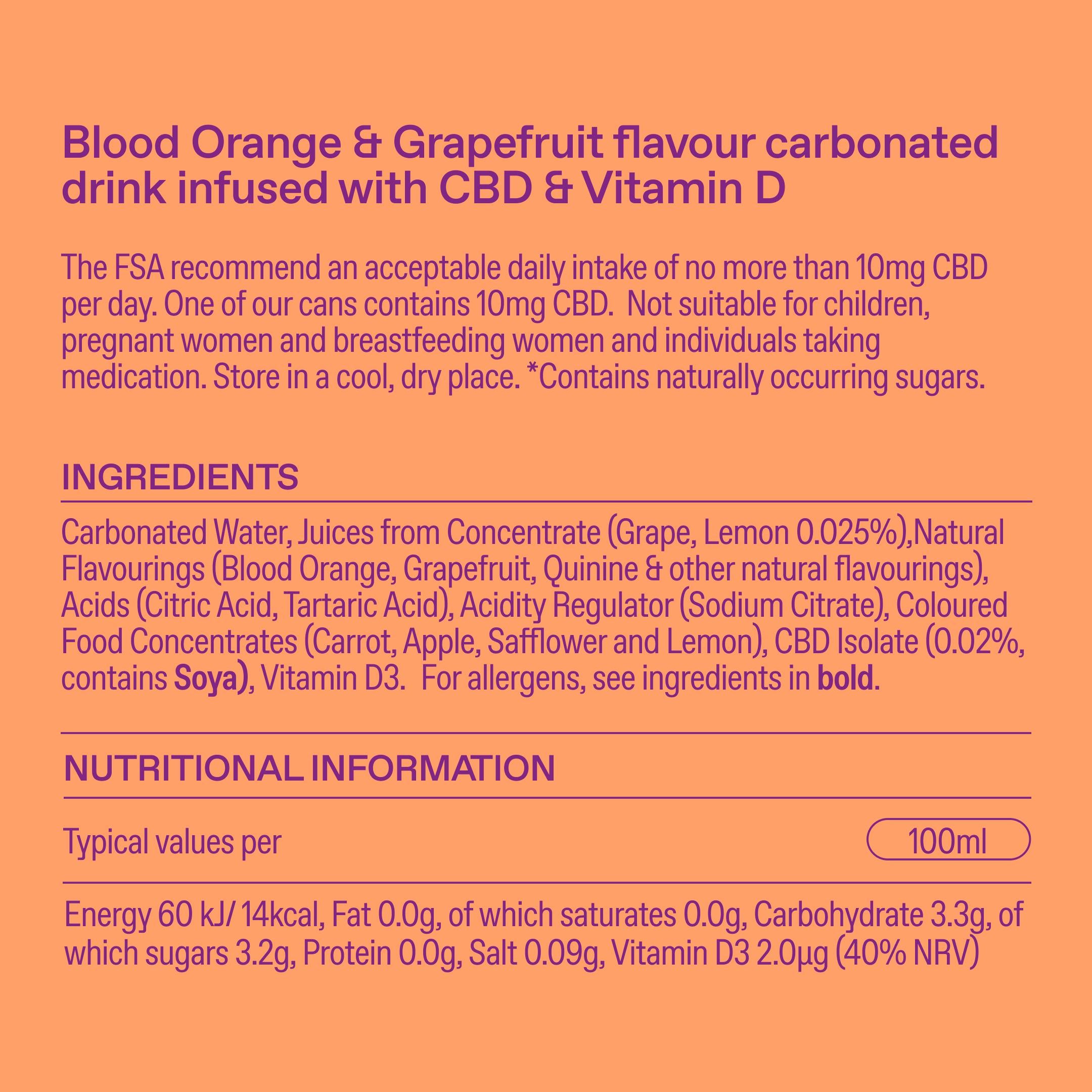 Goodrays CBD drink Blood Orange Grapefruit 330ml - British product