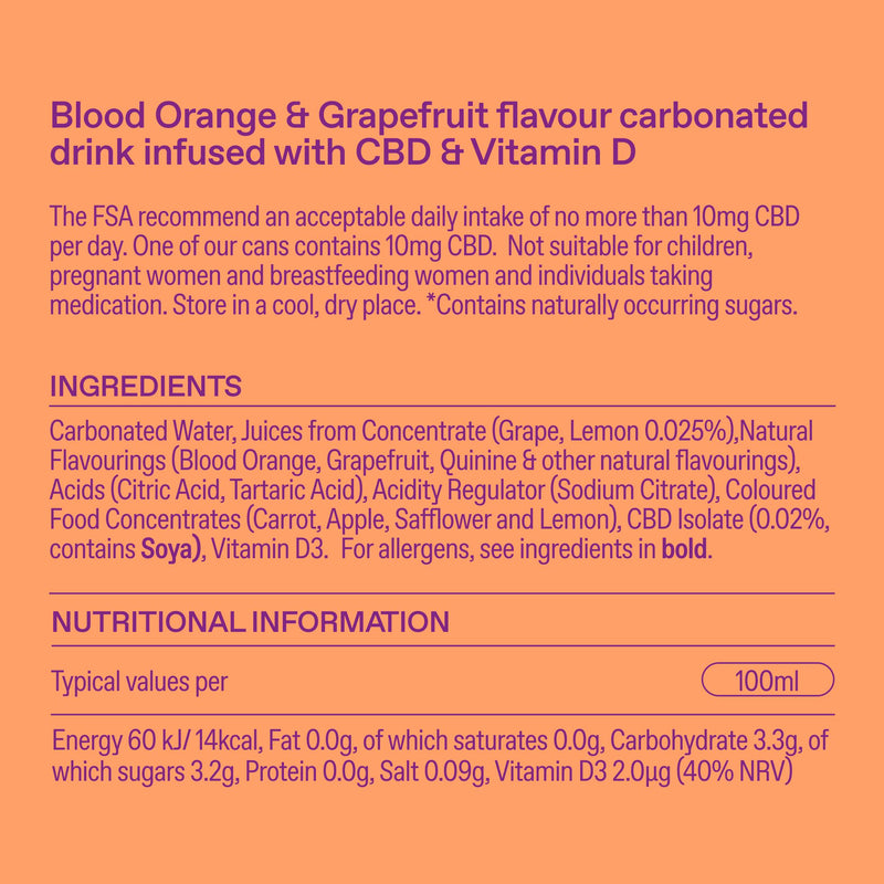 Goodrays CBD drink Blood Orange Grapefruit 330ml - British product
