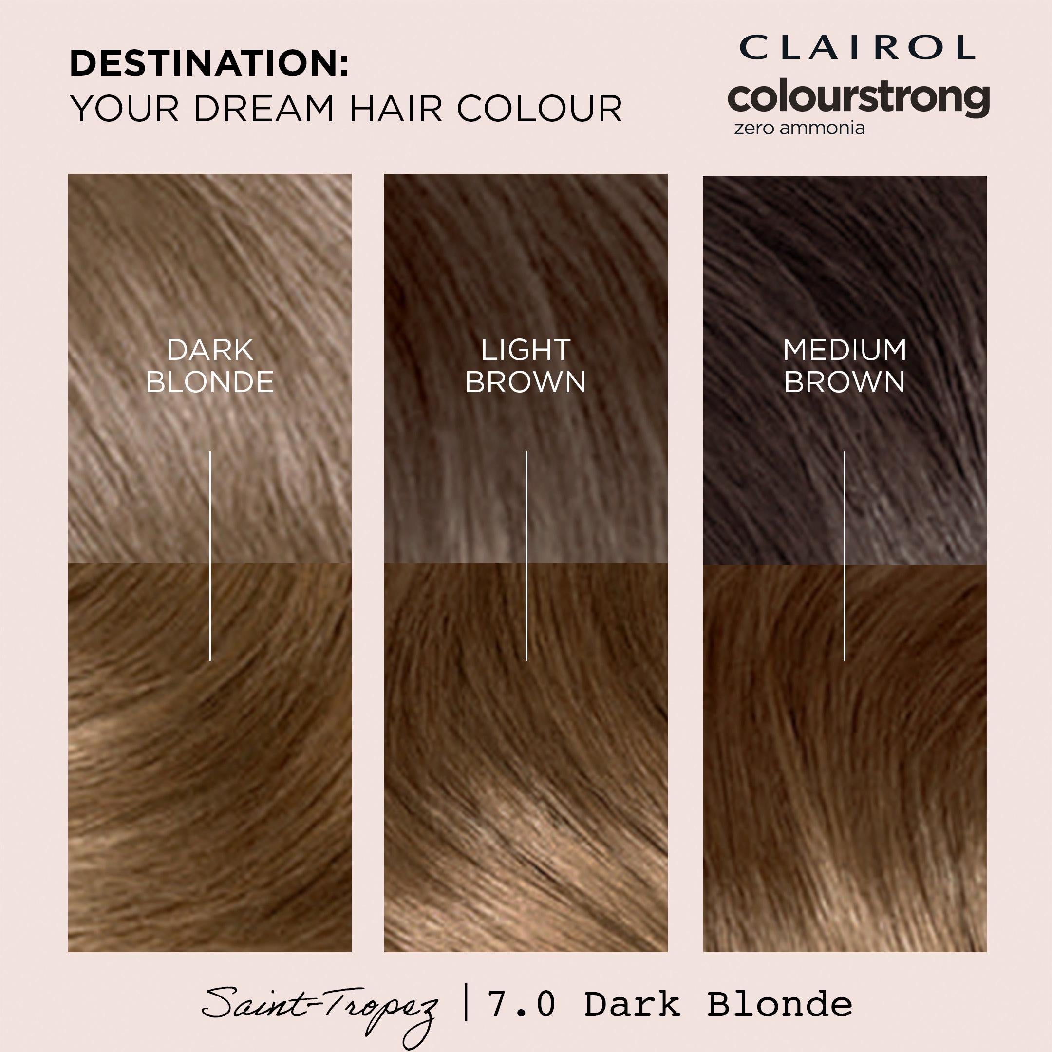 Clairol Colour Strong Dark Blonde 7.0 permanent hair dye - British product