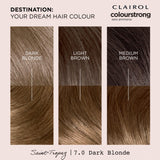 Clairol Colour Strong Dark Blonde 7.0 permanent hair dye - British product