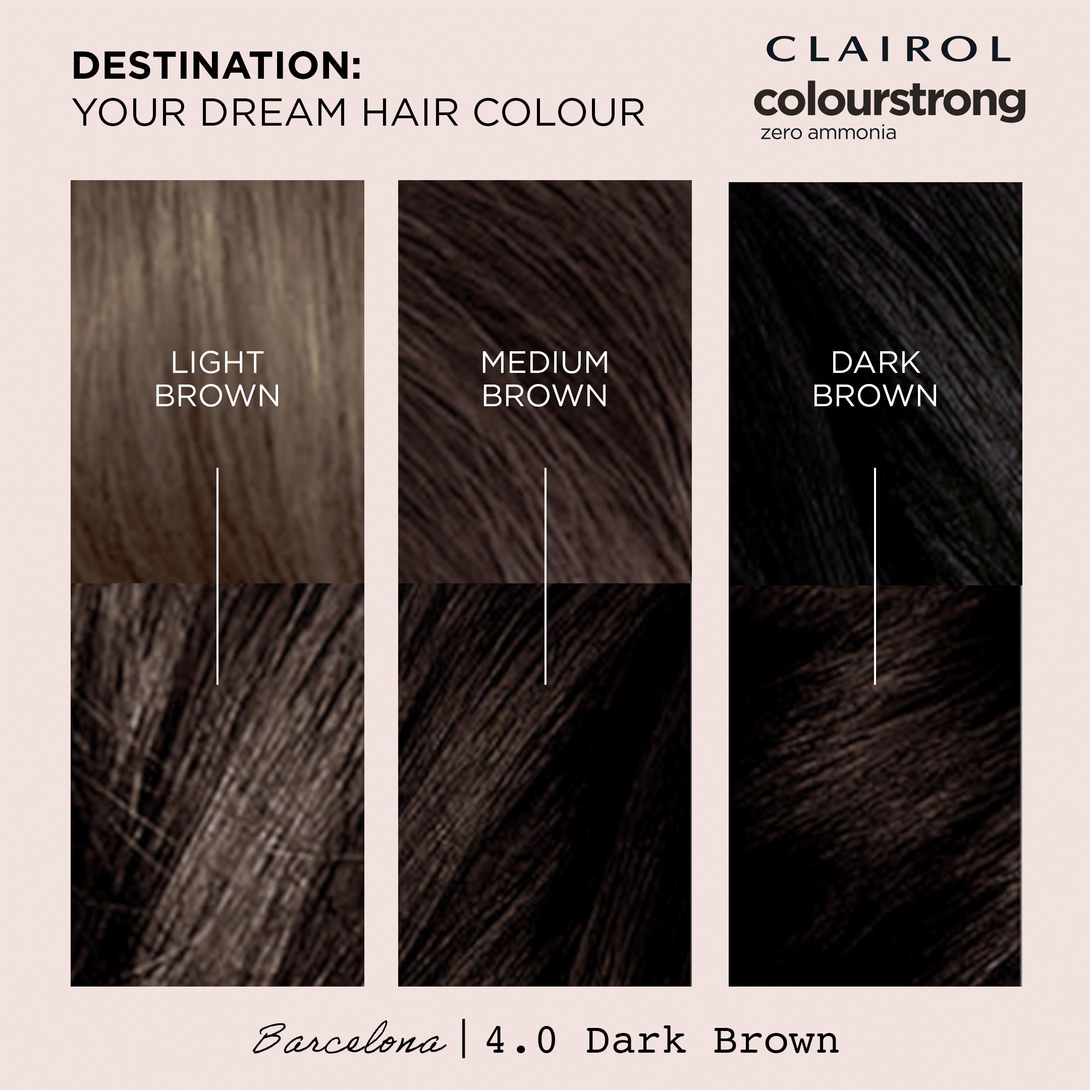 Clairol Colour Strong dark brown permanent hair dye - British product