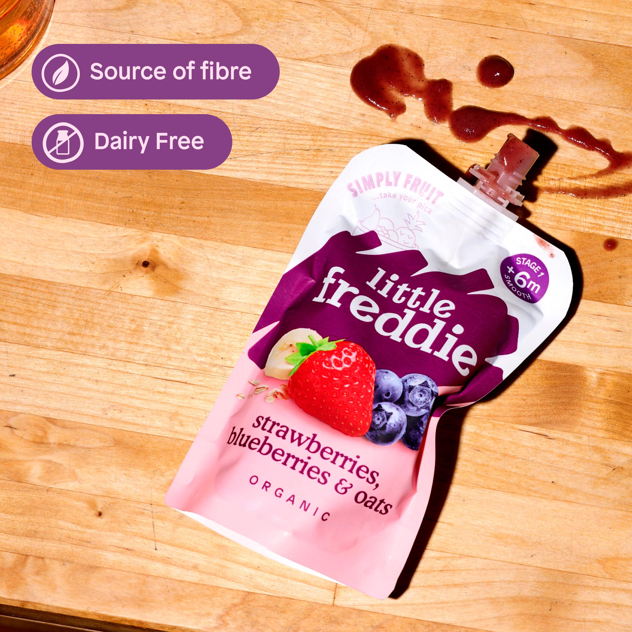 Little Freddie organic baby food strawberries blueberries oats 100g - British product