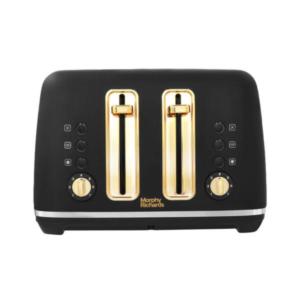 Morphy Richards 4-slice toaster in black with gold accents, UK version
