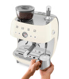 Smeg espresso coffee machine with grinder, retro design - British product