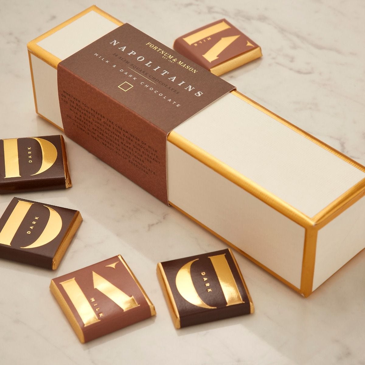 Fortnum's Napolitains milk and dark chocolate squares 182g - British product