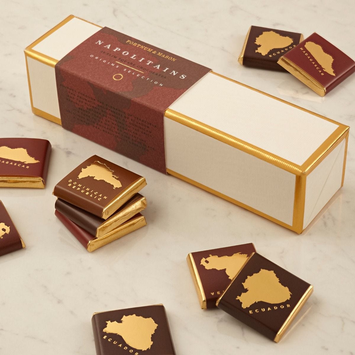 Fortnum's Origins Napolitains chocolate squares 182g, imported from the UK