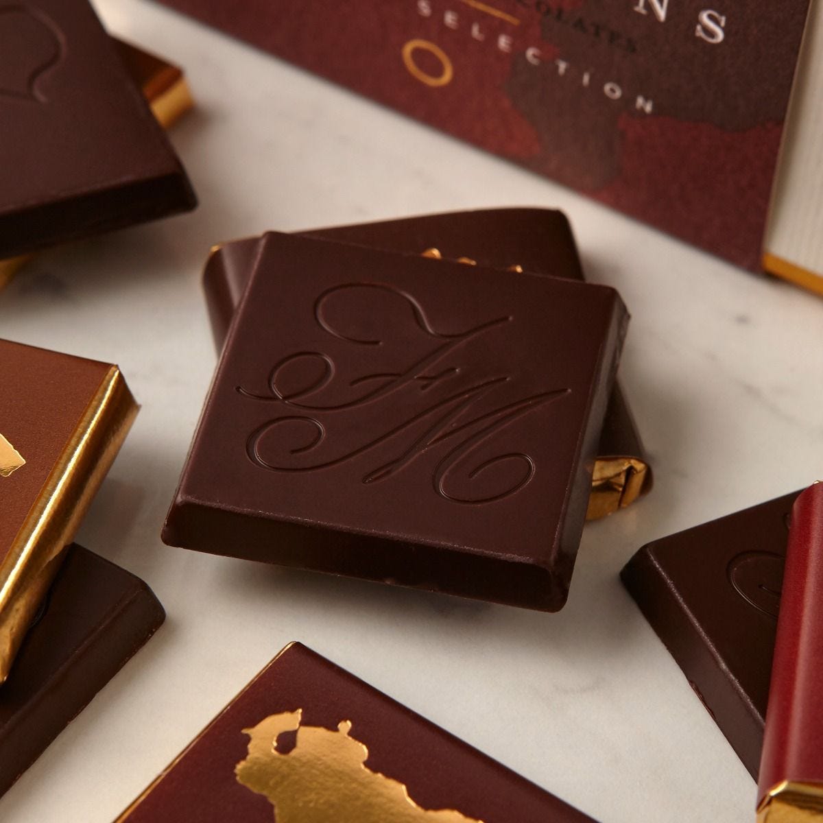Fortnum's Origins Napolitains chocolate squares 182g, imported from the UK