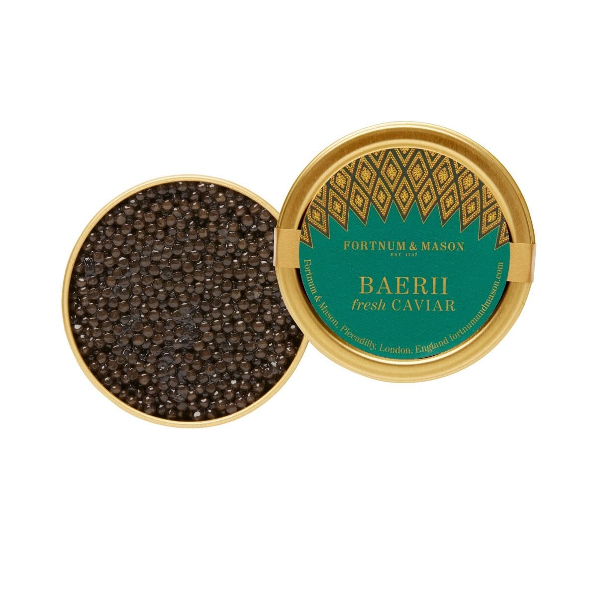 Caviar from Baerii sturgeon, 125g tin (British brand)