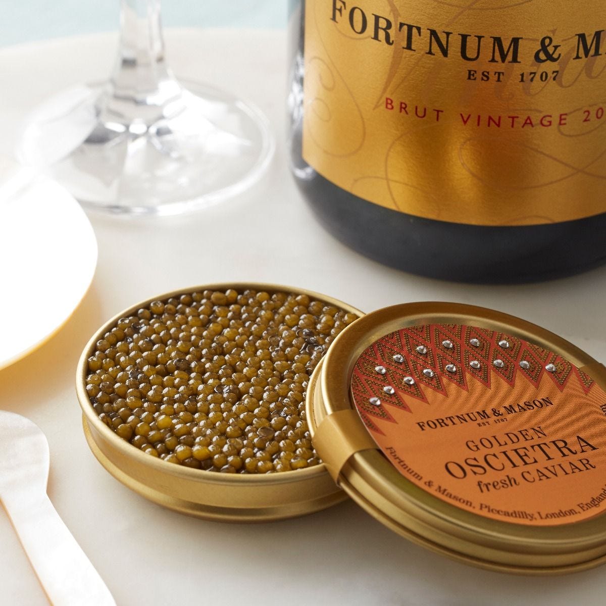 Golden Oscietra caviar 30g with hand-graded golden eggs - British product