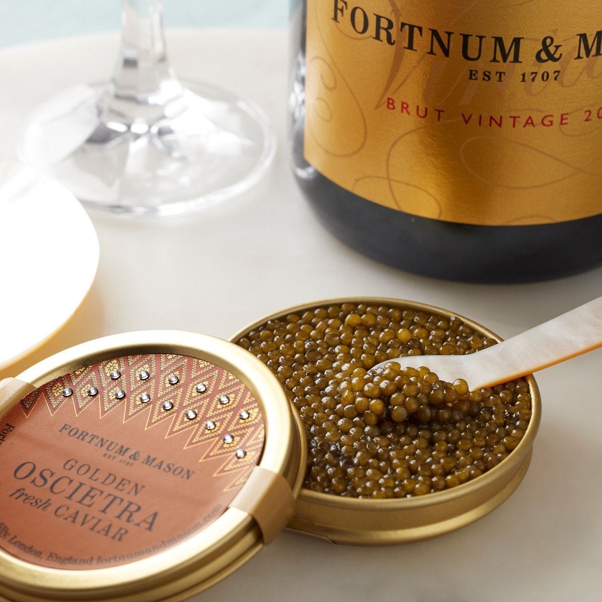 Golden Oscietra caviar 30g with hand-graded golden eggs - British product