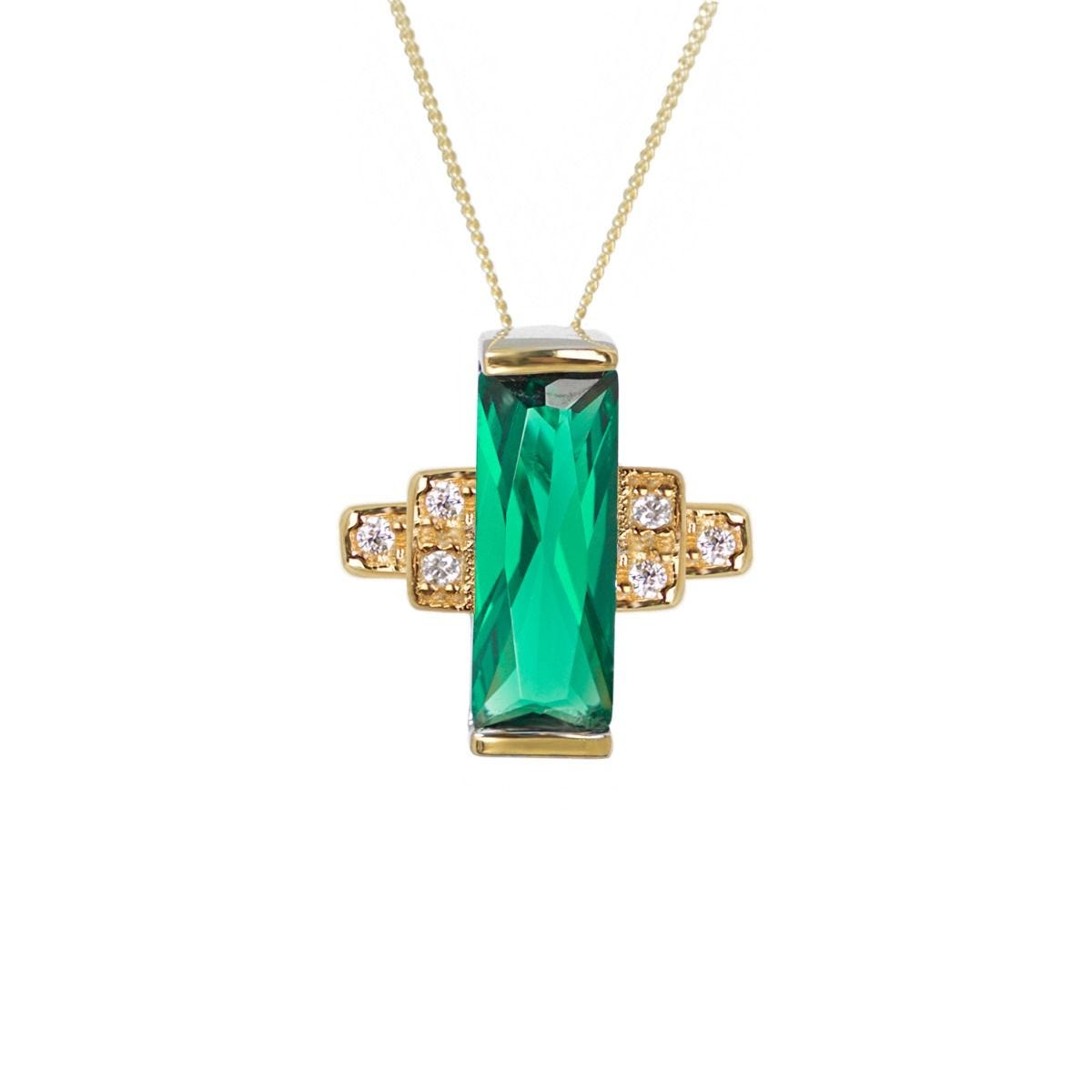 Laura Vann Audrey Emerald pendant, 45cm chain - British product