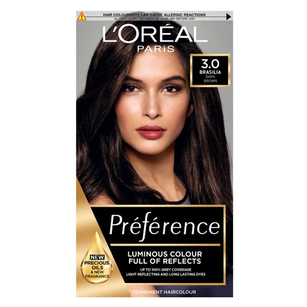 L’Oréal Paris Preference Permanent Hair Dye, Luminous Colour, Dark Brown 3.0