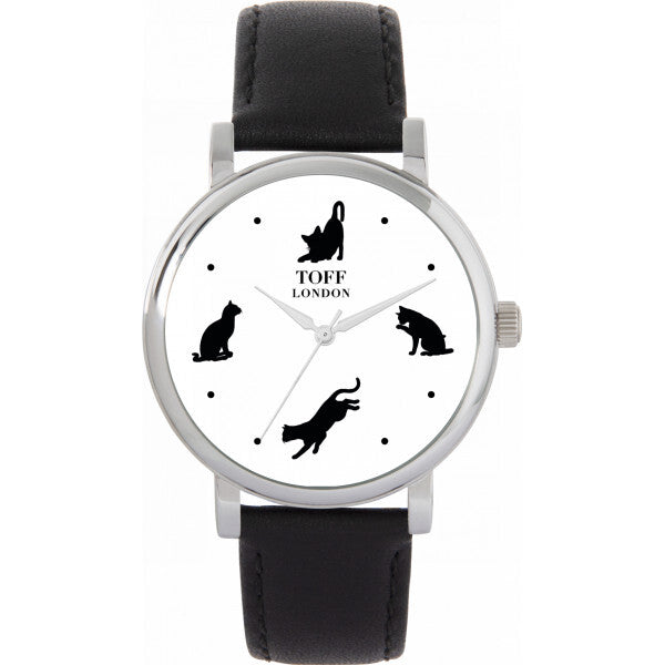 Toff London White Ladies Curious Cats watch 38mm, UK version