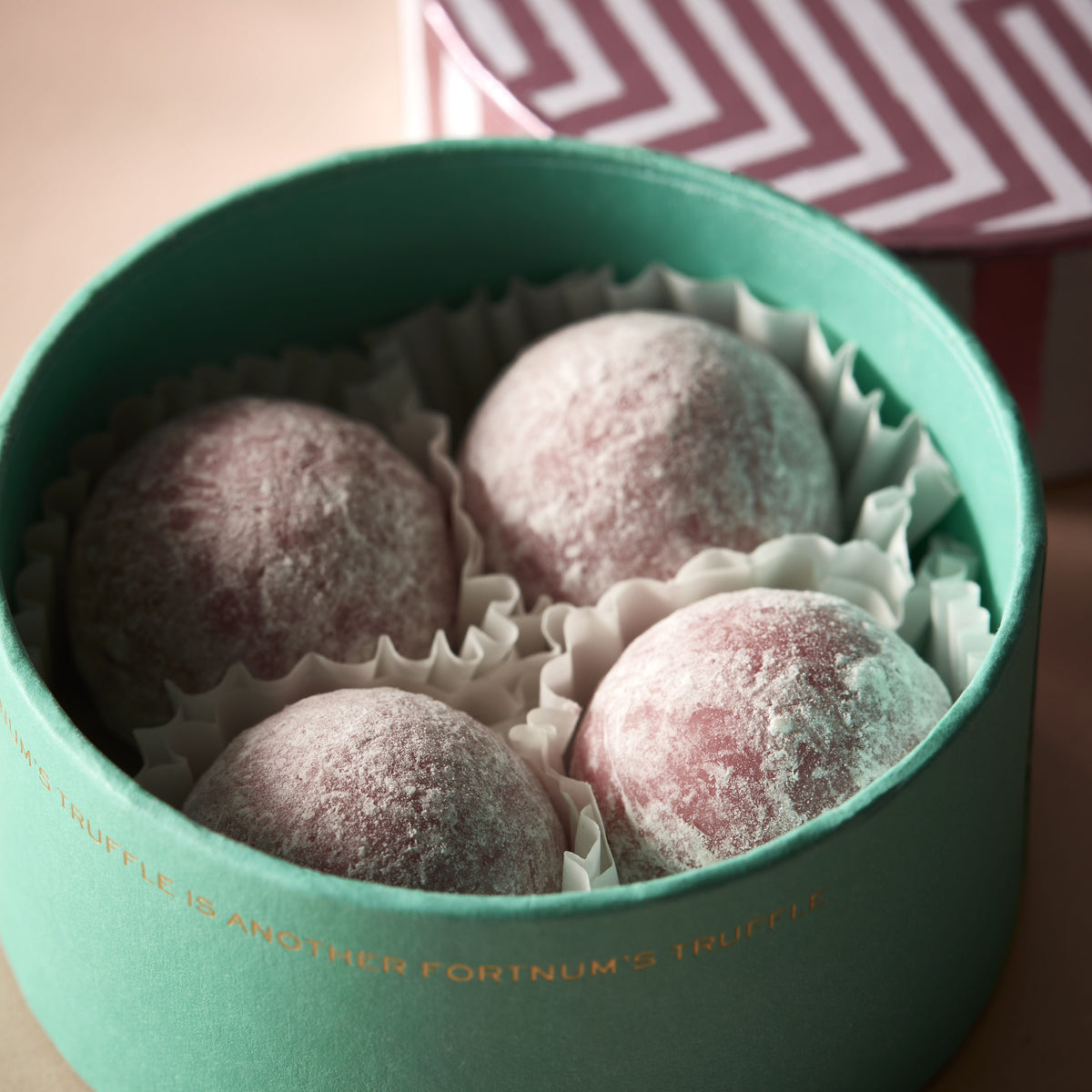 Fortnum's pink Marc de Champagne chocolate truffles 40g, UK version