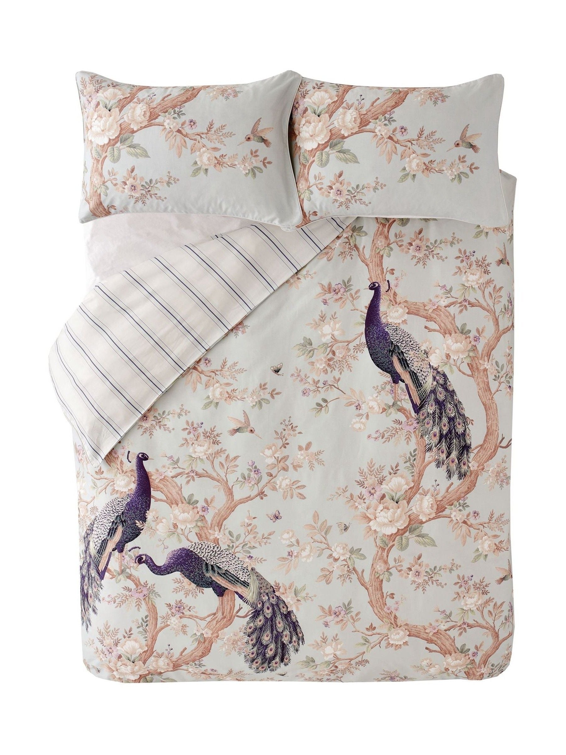 Laura Ashley Blue Duck Egg Belvedere 100% Cotton Sateen 220 Thread Count Reversible Duvet Cover and Pillowcase Set