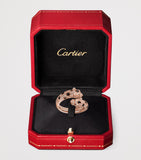 Cartier rose gold Panthère ring with diamonds, emerald, and onyx - British product