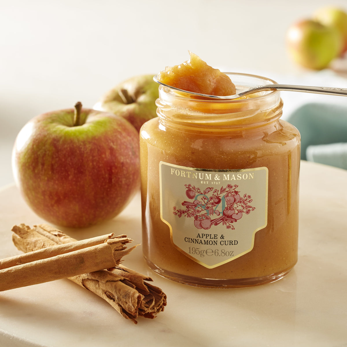Fortnum's Cinnamon & Apple Curd 195g, imported from the UK