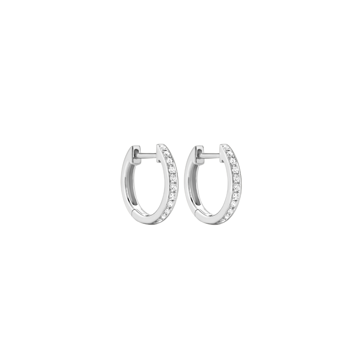Kiki McDonough mini diamond hoops 18ct white gold, imported from the UK